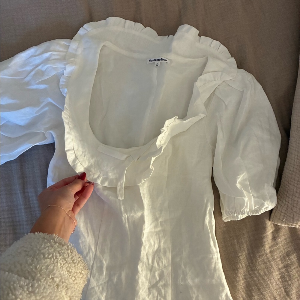 Reformation White Ruffled Women's Top